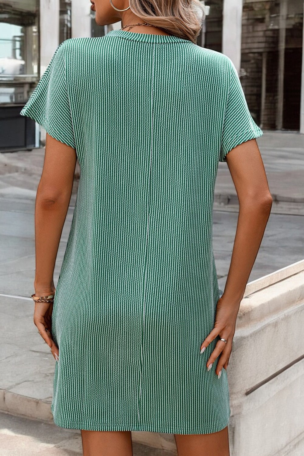 Mini T-Shirt Dress with Ribbed Sunny Stripes Light Comfort for Summer