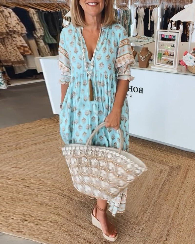 Boho Chic Summer Dress - Lightweight Fabric for Style and Comfort