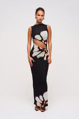 Solar Burst Cutout Maxi Dress