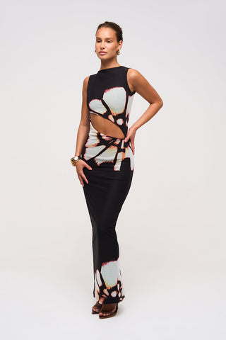Solar Burst Cutout Maxi Dress