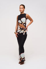 Solar Burst Cutout Maxi Dress