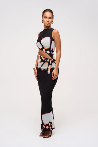 Solar Burst Cutout Maxi Dress