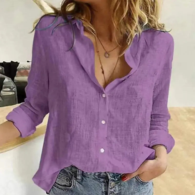Casual Button-Down Blouse for Everyday Elegance Style