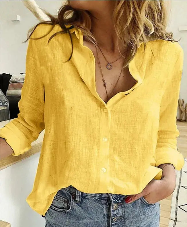 Casual Button-Down Blouse for Everyday Elegance Style