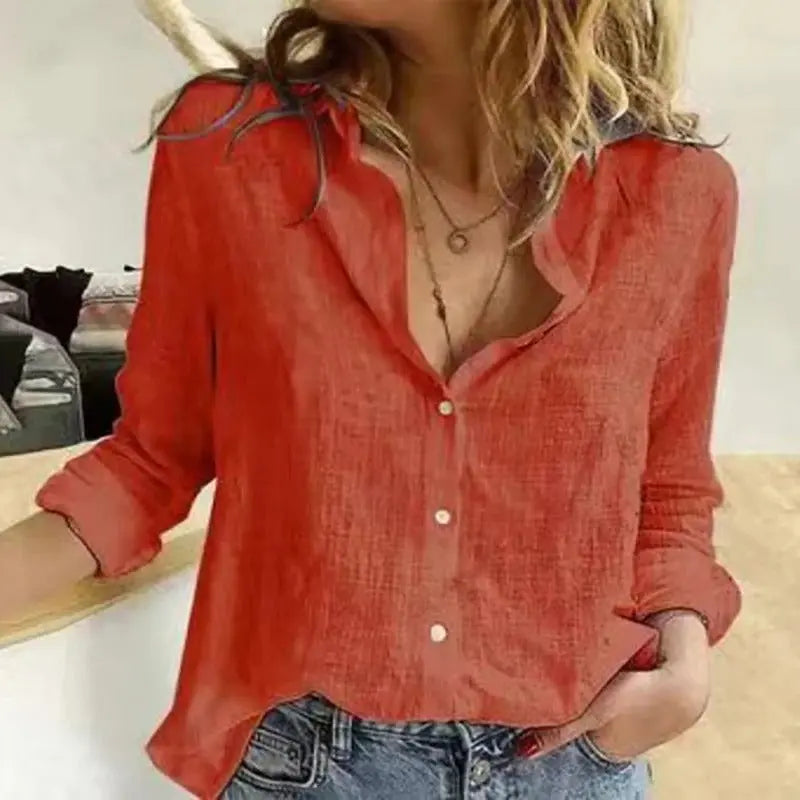 Casual Button-Down Blouse for Everyday Elegance Style