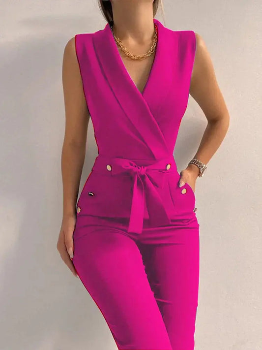 Chic V-Neck Jumpsuit for Effortless Style and Comfort