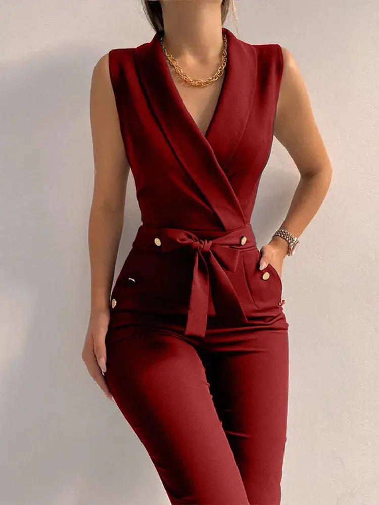 Chic V-Neck Jumpsuit for Effortless Style and Comfort