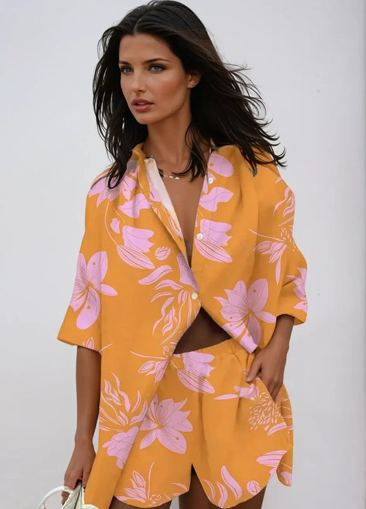 Comfy Casual Blouse and Shorts Set for Effortless Style