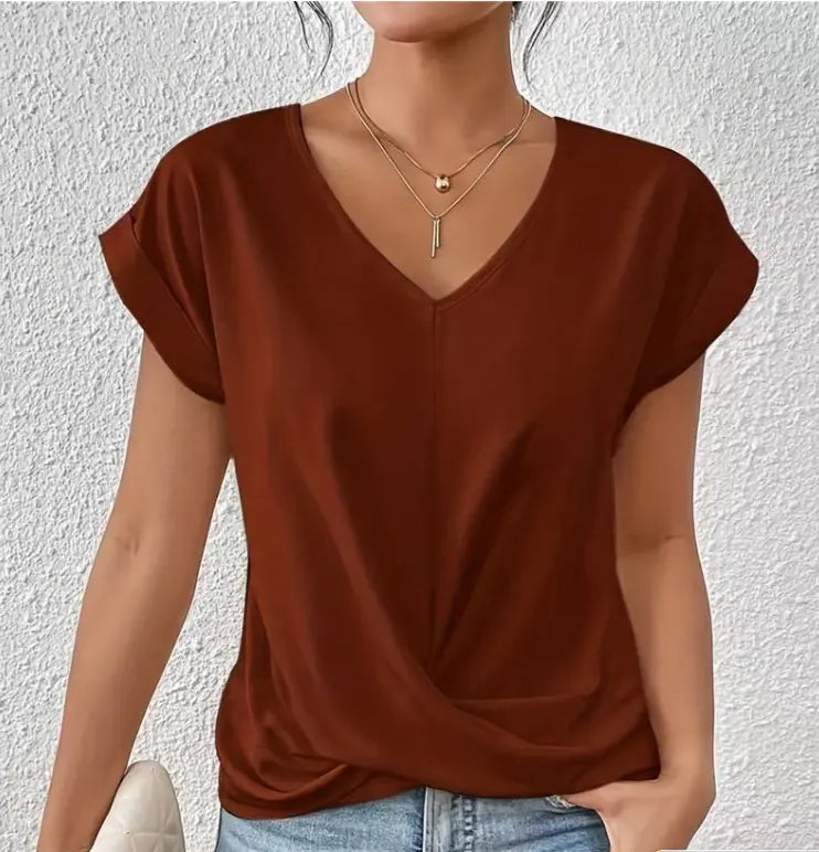 Elegant V-Neck Top for Women - Timeless Chic Style