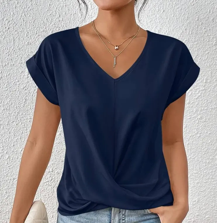 Elegant V-Neck Top for Women - Timeless Chic Style