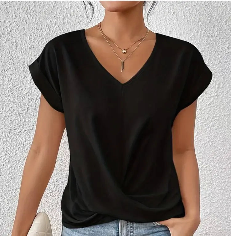 Elegant V-Neck Top for Women - Timeless Chic Style