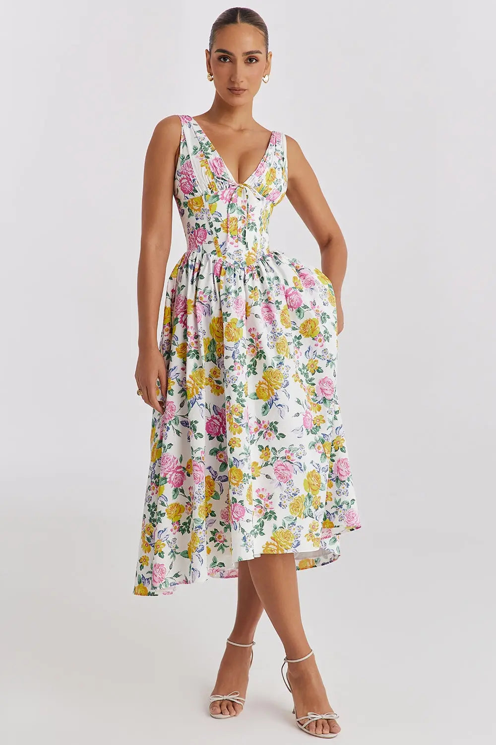 Floral Bloom Midi Jurk Dames Lovestylo