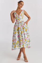 Floral Bloom Midi Jurk Dames Lovestylo