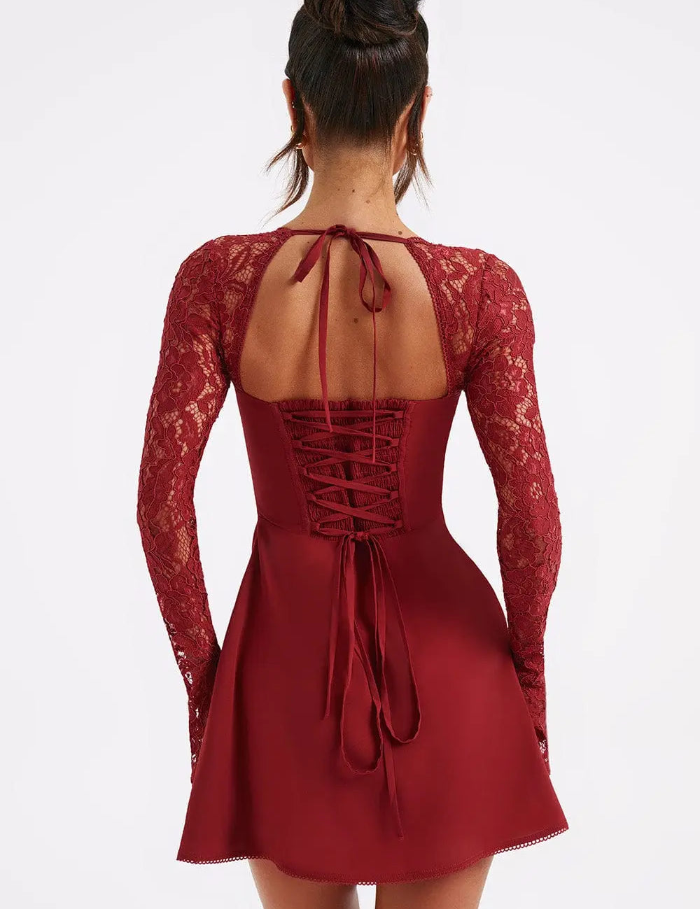 Lace Sleeve Mini Jurk Lovestylo