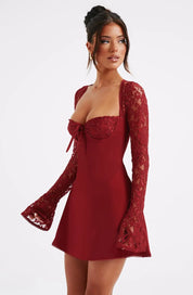 Lace Sleeve Mini Jurk Lovestylo