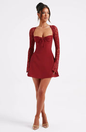 Lace Sleeve Mini Jurk Lovestylo