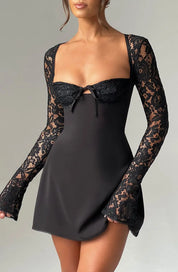 Lace Sleeve Mini Jurk Lovestylo