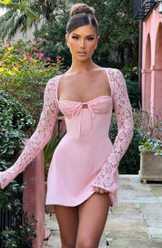Lace Sleeve Mini Jurk Lovestylo