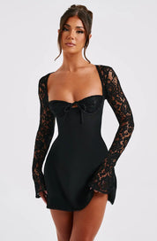 Lace Sleeve Mini Jurk Lovestylo