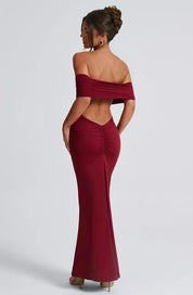 Maxi Jurk Dames Off Shoulder – Chic Bordeaux Kleur Lovestylo