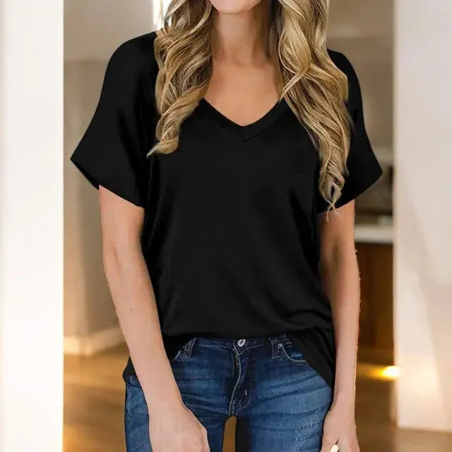 Mia V-Neck Relaxed Fit T-Shirt for Effortless Style