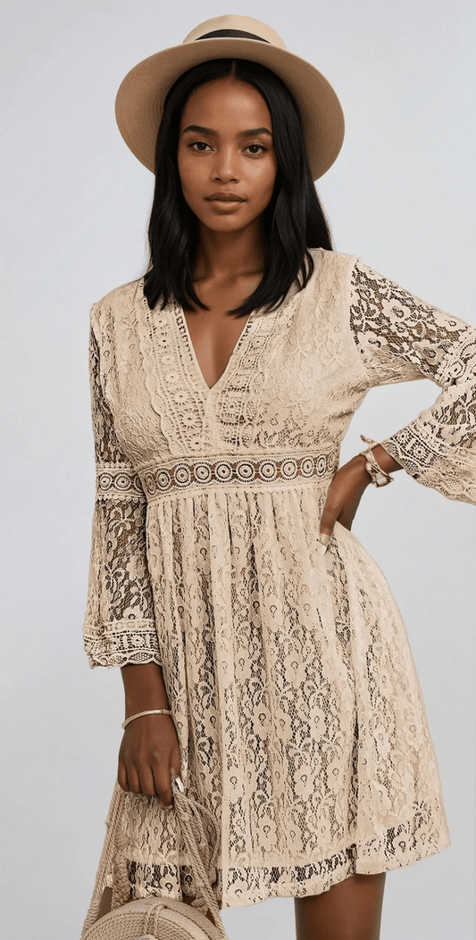 Elegant Dress - V-Neck Lace for Elegant Events