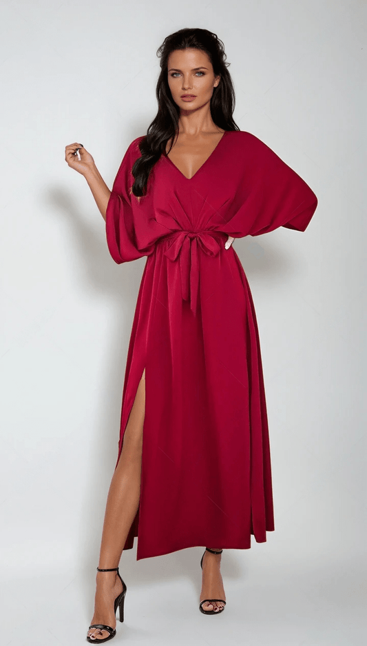 Summer Dress with Ties and V-Neck Split Coastal Charm - Light and Elegant