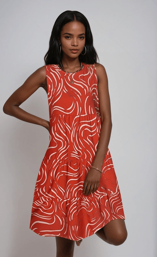 Tropical Bloom Sleeveless Printed Dress for Elegant and Comfortable Summer Style