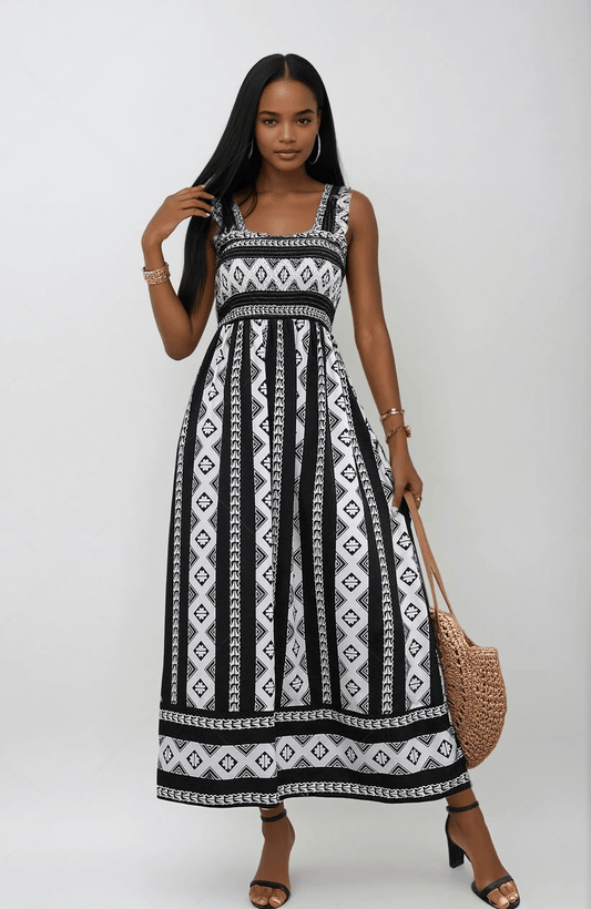 Summer Bloom Square Neck Printed Maxi Dress for Women - Elegant and Airy