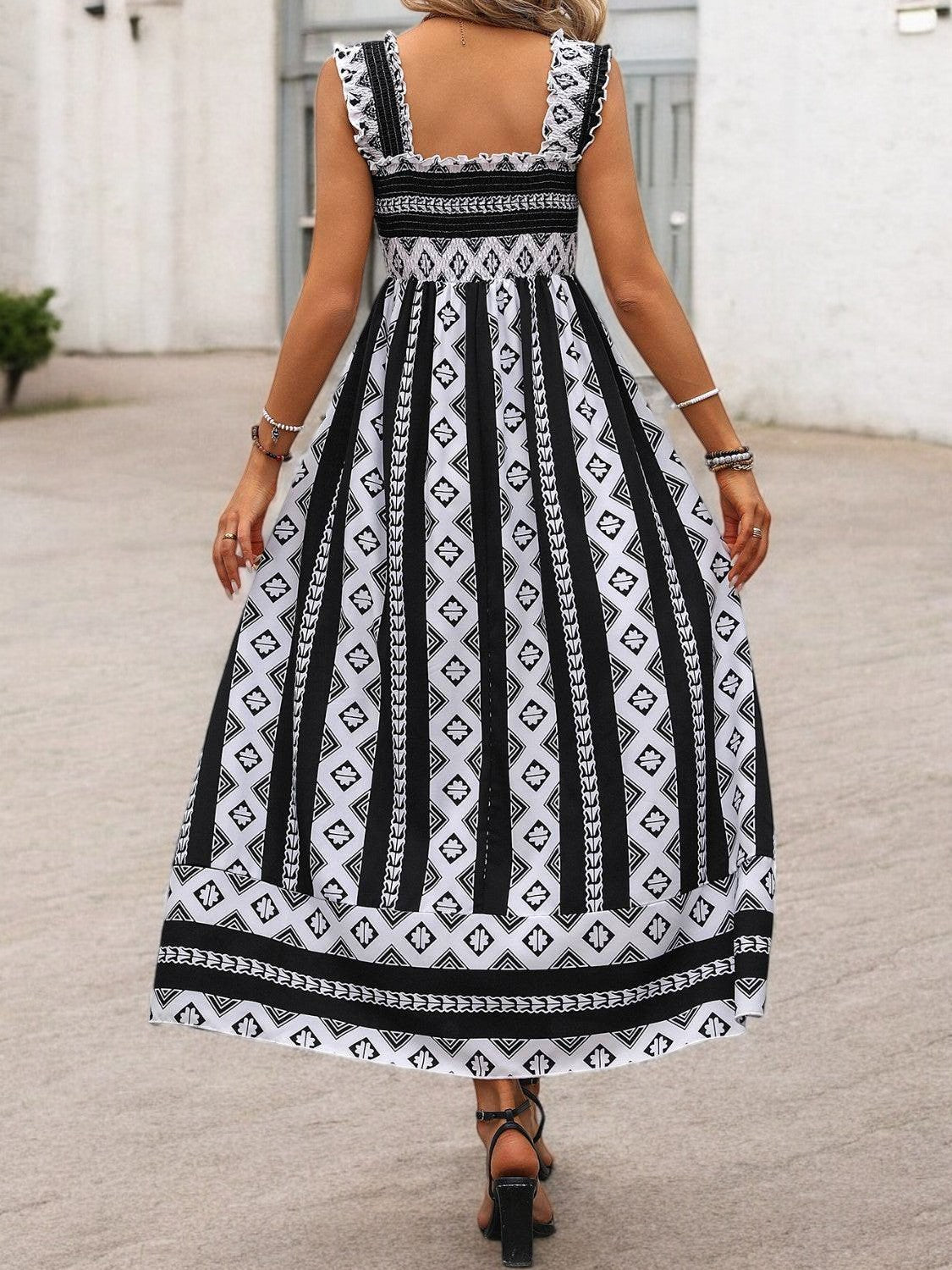 Summer Bloom Square Neck Printed Maxi Dress for Women - Elegant and Airy