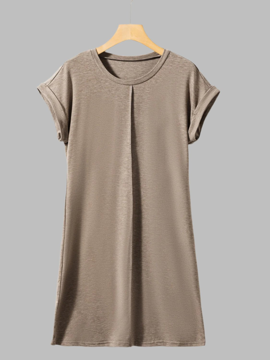 Mini Dress with Round Neck and Visible Seams - Casual Elegance and Comfort