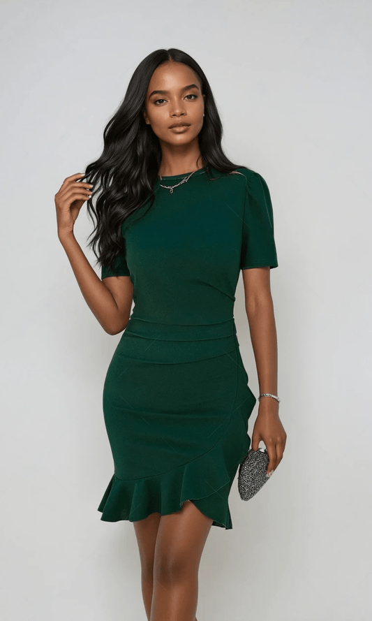 Mini Ruffled Round Neck Dress for an Effortless Chic and Comfortable Style