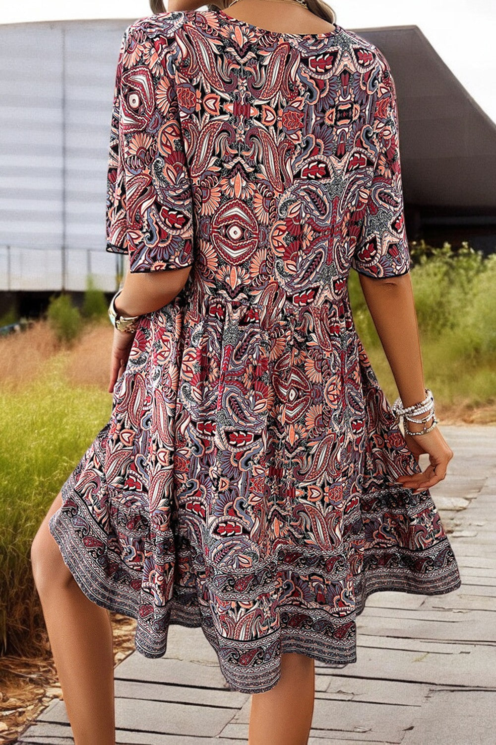 V-Neck Breezy Bloom Mini Printed Dress for Summer Style Lightweight Fabric