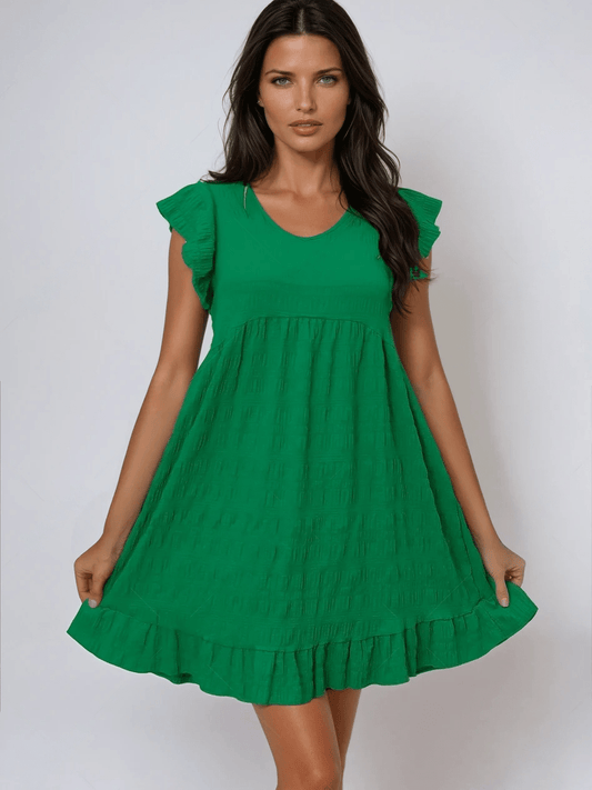 Sunny Ruffled Sleeve Mini Dress for Chic Summer Style