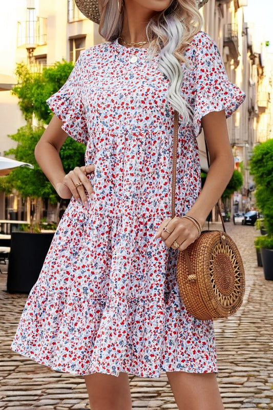 Floral Ruffle Dress for Summer Elegance - Feminine and Comfortable Style