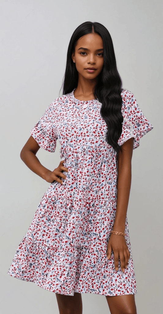 Floral Ruffle Dress for Summer Elegance - Feminine and Comfortable Style