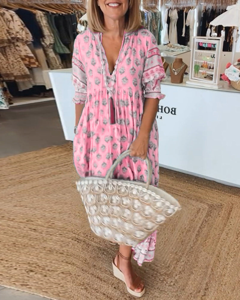 Boho Chic Summer Dress - Lightweight Fabric for Style and Comfort