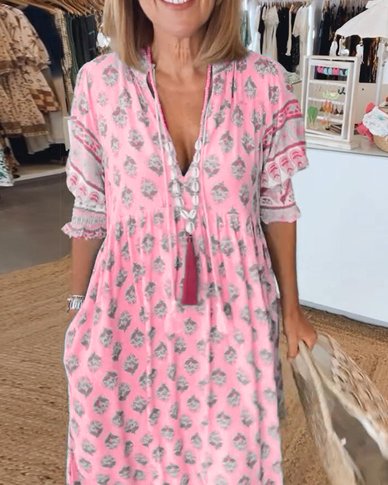 Boho Chic Summer Dress - Lightweight Fabric for Style and Comfort
