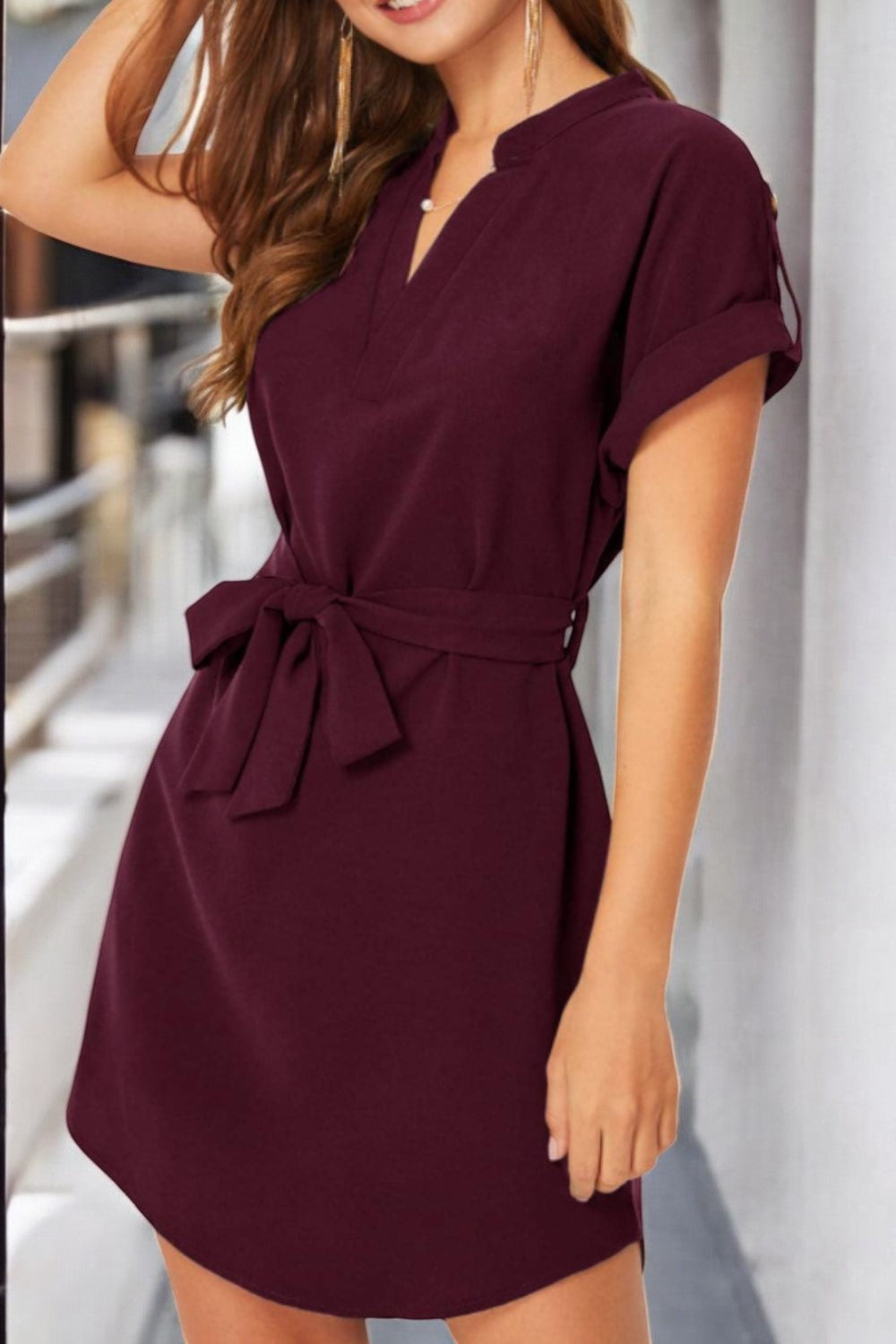 Chic Summer Dress with Tied Notch Sleeves for Effortless Style