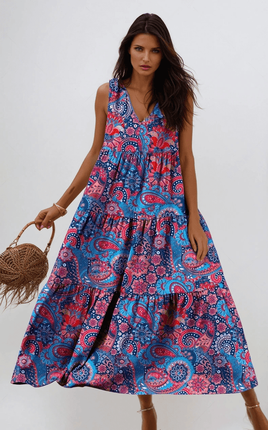 Light and Airy Boho Breeze Sleeveless Summer Dress with Ruffles