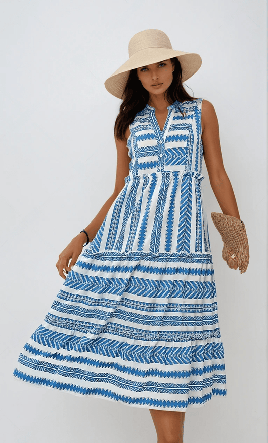 Chic Lightweight Sunny Ruffled Sleeveless Summer Dress