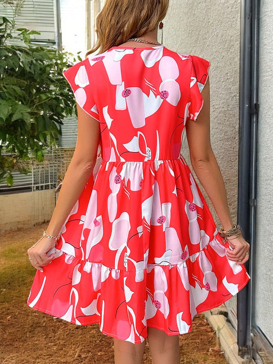 Sunny Days Short Sleeve Printed Summer Dress - Lightweight and Airy Fabric