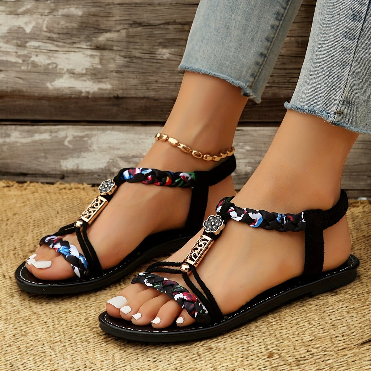 Woven Sandals for Women - Stylish Summer Comfort with Durable Sole
