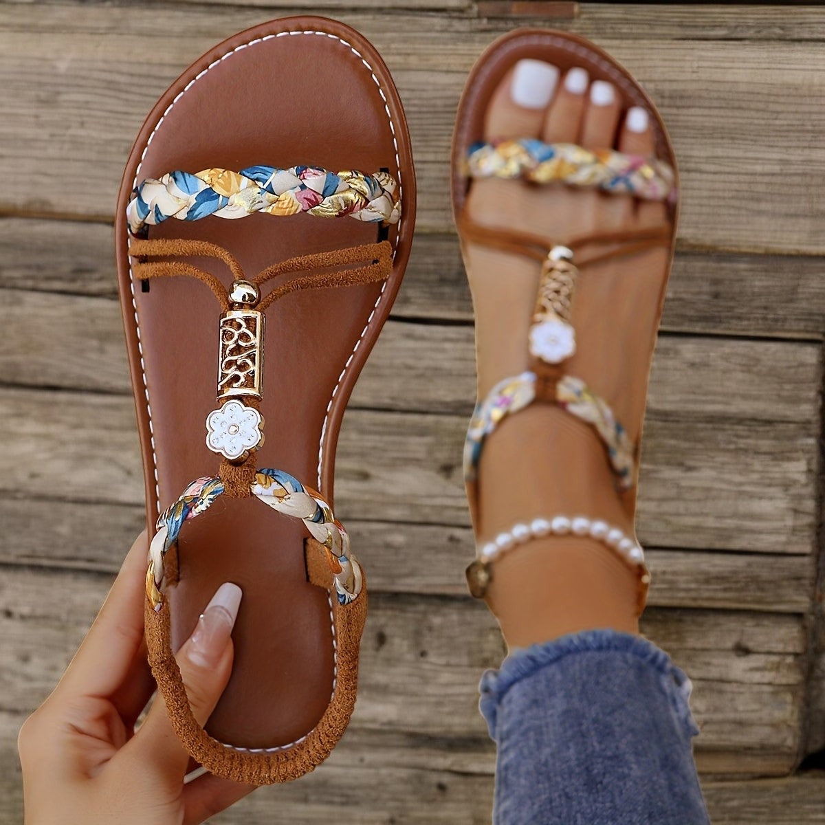 Woven Sandals for Women - Stylish Summer Comfort with Durable Sole
