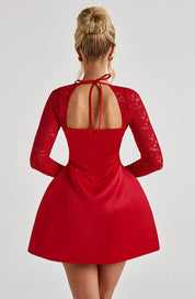 Satijnen Mini Jurk Dames – Met Kant & Lange Mouwen Lovestylo