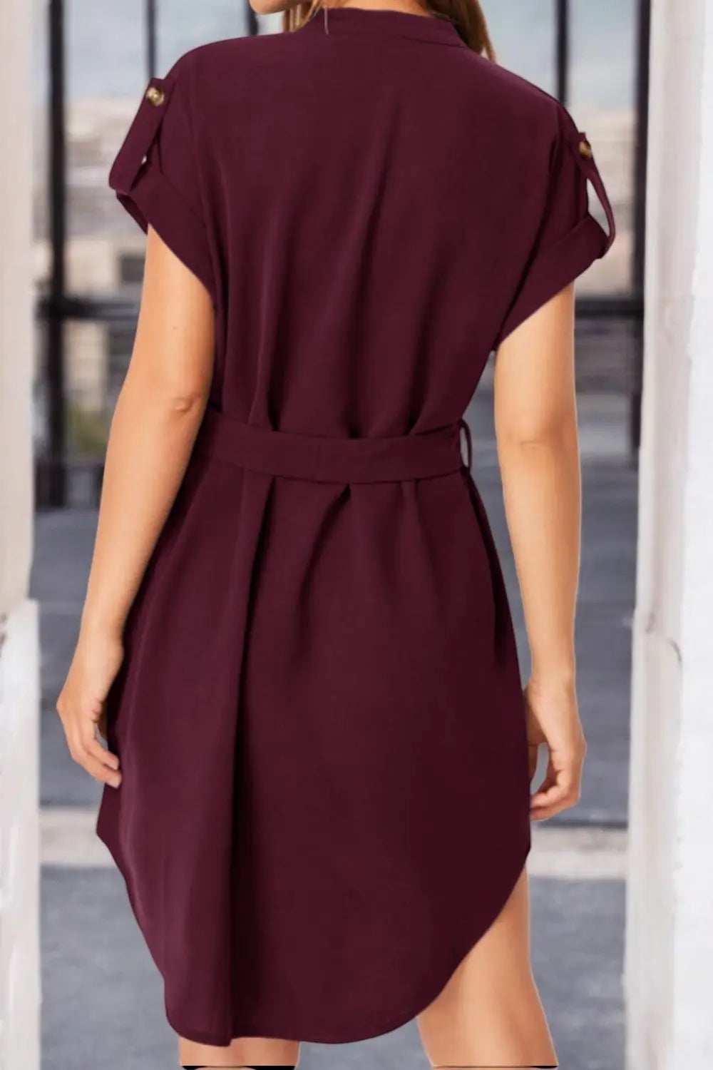 Summer Breeze Tied Notch Sleeve Dress for Effortless Style - Londonchic