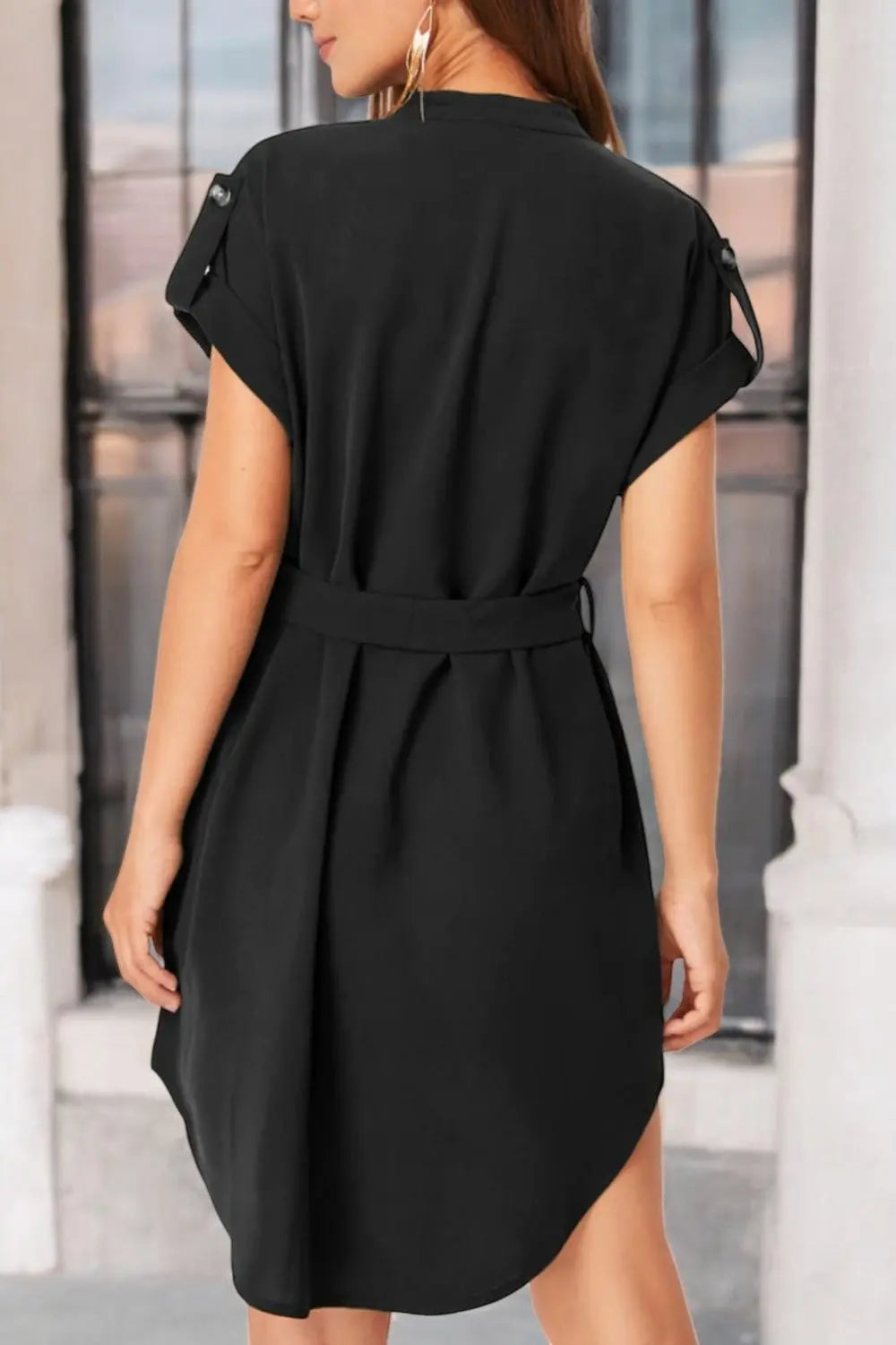 Summer Breeze Tied Notch Sleeve Dress for Effortless Style - Londonchic