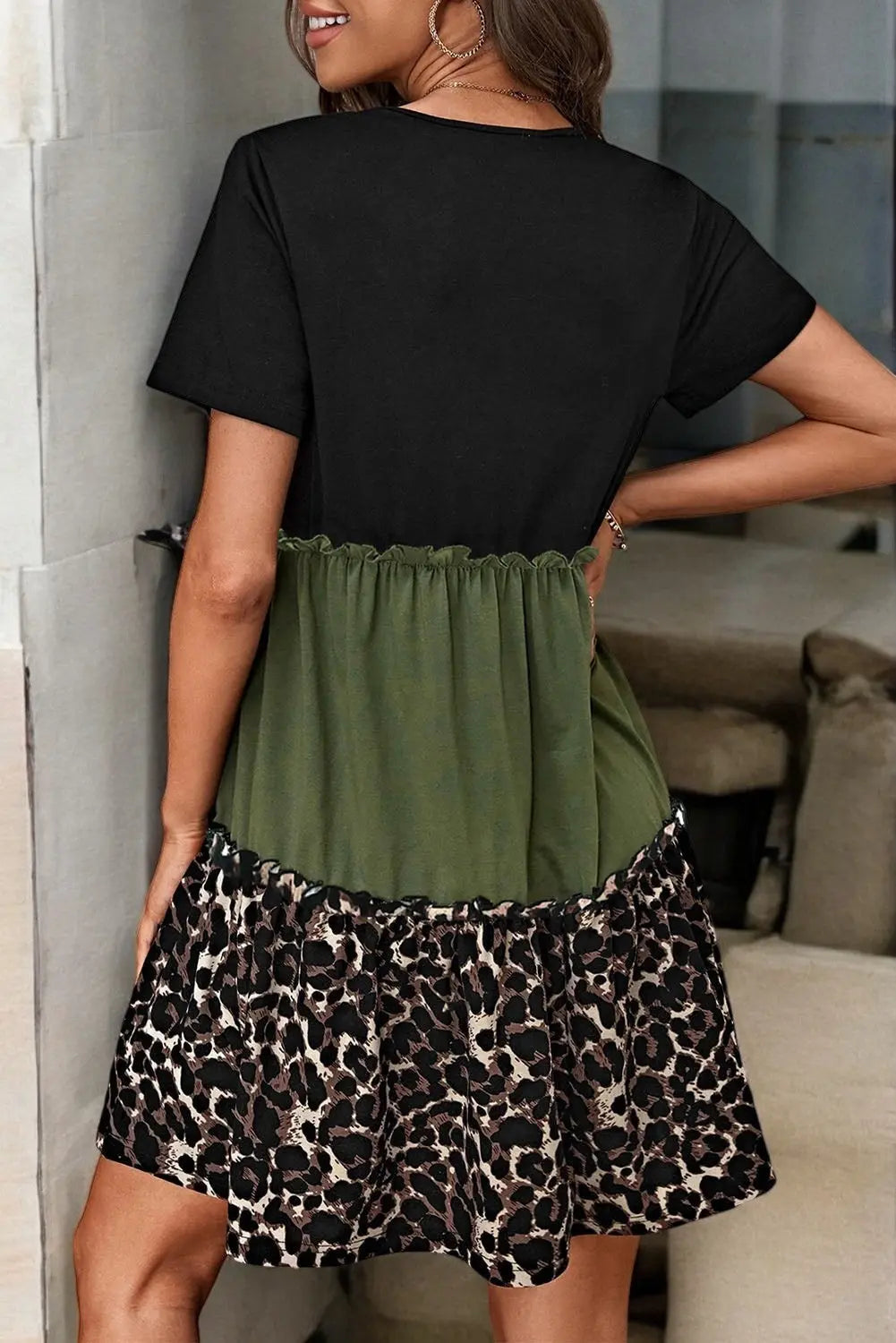 Wild Chic Leopard Print Round Neck Dress for Effortless Style - Londonchic