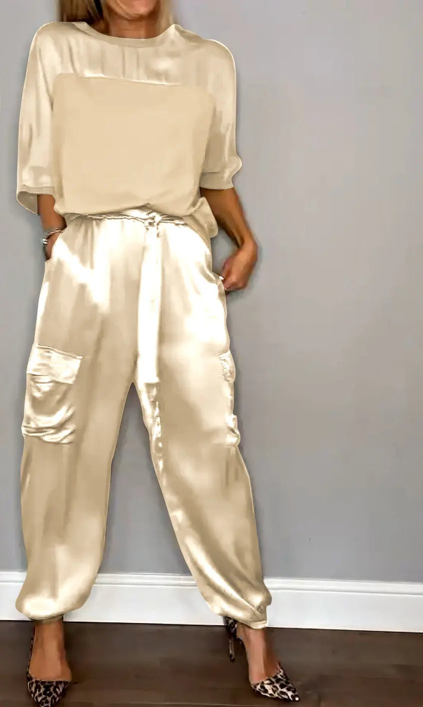 Women's Satin Two-Piece Suit for Elegant Occasions