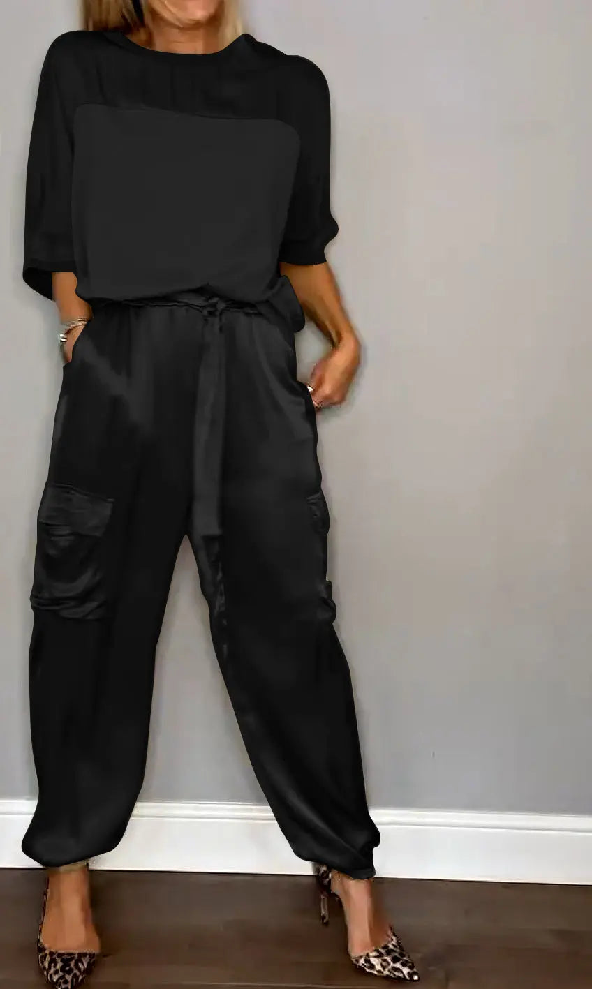 Women's Satin Two-Piece Suit for Elegant Occasions